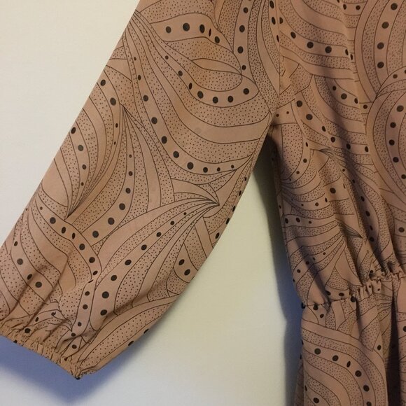 Retro 70s Psychedelic Paisley Peasant Sleeve Dress - Picture 7 of 16